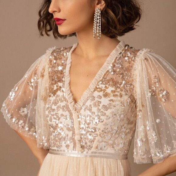 NWT Needle & Thread champagne formal / wedding dress - Size 10 - Picture 1 of 6